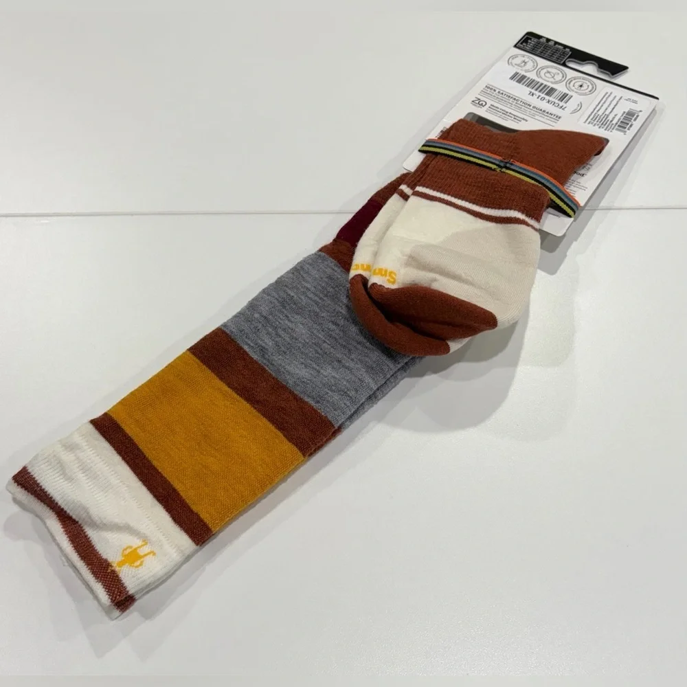SmartWool Women's XL Targeted Cushion Snowboard Socks Merino Wool Red Yellow NWT
